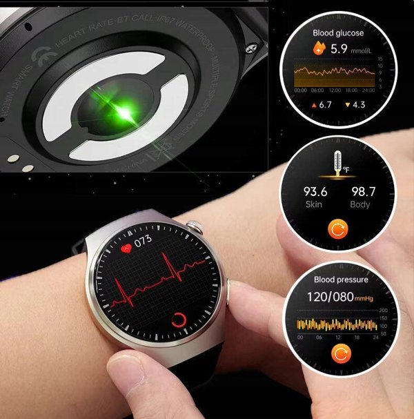 Έξυπνο ρολόι Rubicon SmartWatch Rubicon RNCF33 μαύρο κόκκινο συνομιλίες γλυκόζη θερμόμετρο.