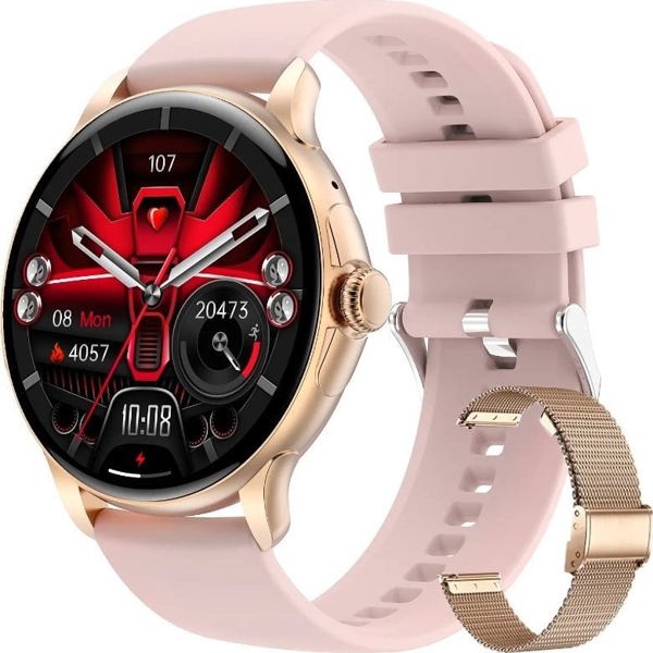 Rubicon Smartwatch RNCF35 Με Bluetooth Κλήσεις, Ειδοποιήσεις & Ροζ Χρώμα