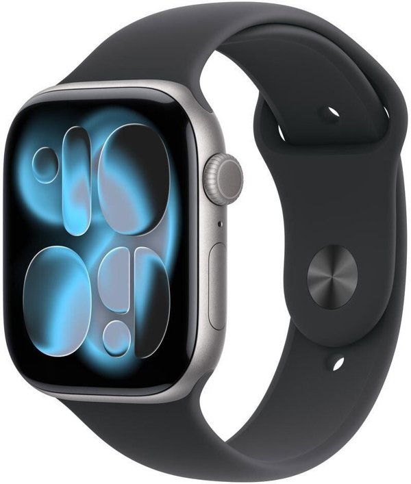 Apple Watch Series 11 (GPS) 46mm Space Gray Aluminum Case with Black Sport Band, S/M