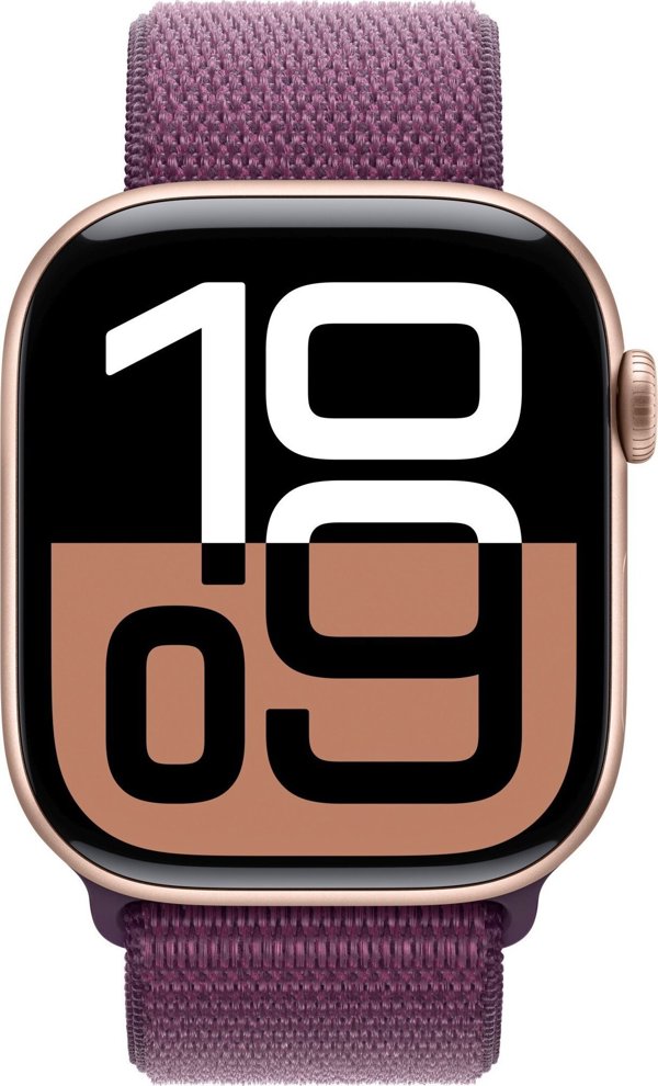 Apple Watch Series 10 (GPS) 42mm Ροζ Χρυσό Αλουμινένια Θήκη με Δαμασκηνί Αθλητικό Λουράκι (MWWK3)