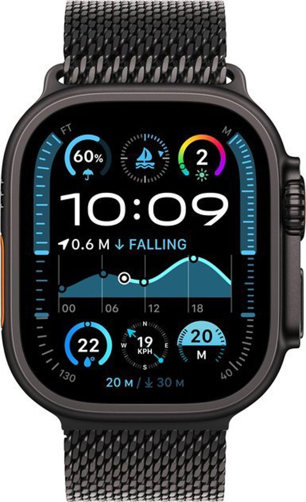 Έξυπνο ρολόι Apple Watch Ultra 2 GPS + Cellular 49mm Μαύρη Θήκη Τιτανίου Milanese Loop Czarny (MX5U3)(MX5V3)