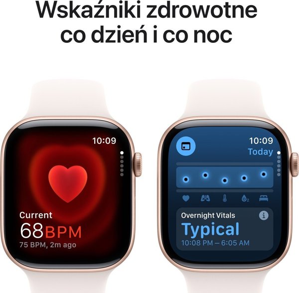 Apple Watch Series 10 (GPS) 42mm Ροζ Χρυσό Αλουμινένια Θήκη με Κόκκινο Αθλητικό Λουράκι, S/M (MWWH3)