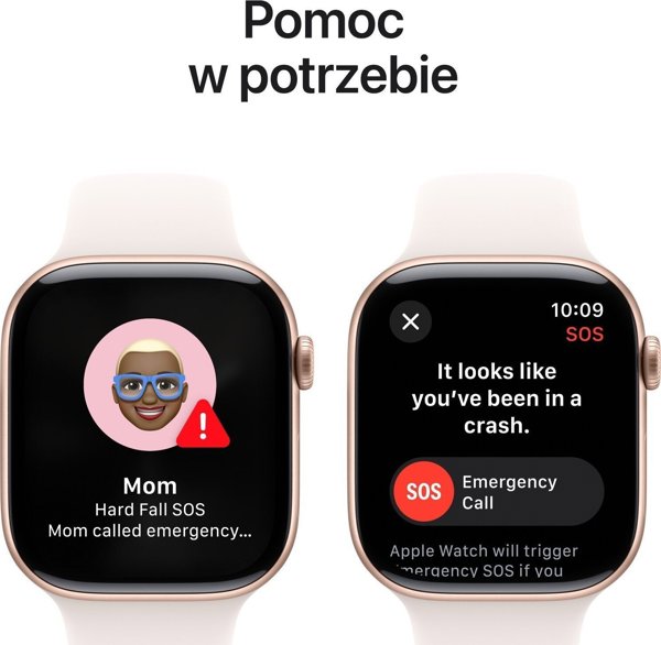 Apple Watch Series 10 (GPS) 42mm Ροζ Χρυσό Αλουμινένια Θήκη με Κόκκινο Αθλητικό Λουράκι, S/M (MWWH3)
