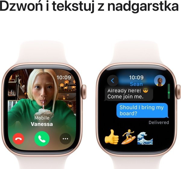 Apple Watch Series 10 (GPS) 42mm Ροζ Χρυσό Αλουμινένια Θήκη με Κόκκινο Αθλητικό Λουράκι, S/M (MWWH3)