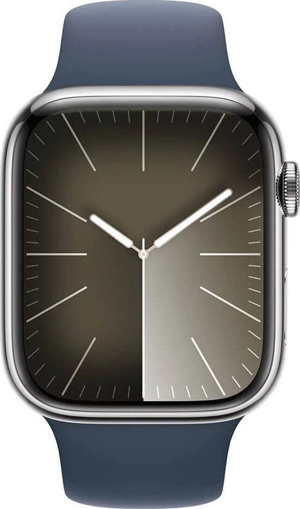 Smartwatch Apple Watch 9 GPS + Cellular 45mm Ασημί ανοξείδωτο ατσάλι Sport S/M Blue (MRMN3QP/A) 13120509 195949025273
