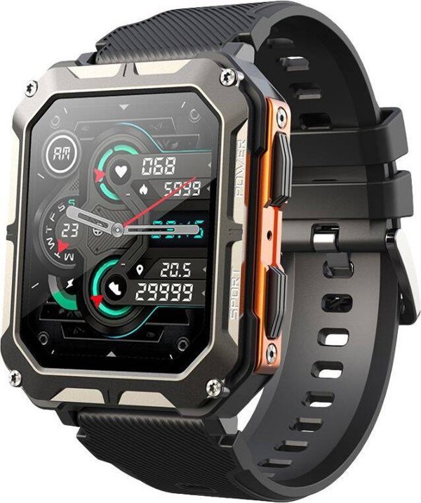 Rubicon Smartwatch RNCF27 με Bluetooth Calling, Μαύρο Σιλικόνης