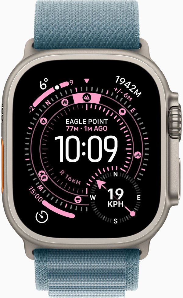 Apple Watch Ultra 3 GPS + Cellular 49mm Θήκη από φυσικό τιτάνιο με ανοιχτό μπλε Alpine Loop - Large