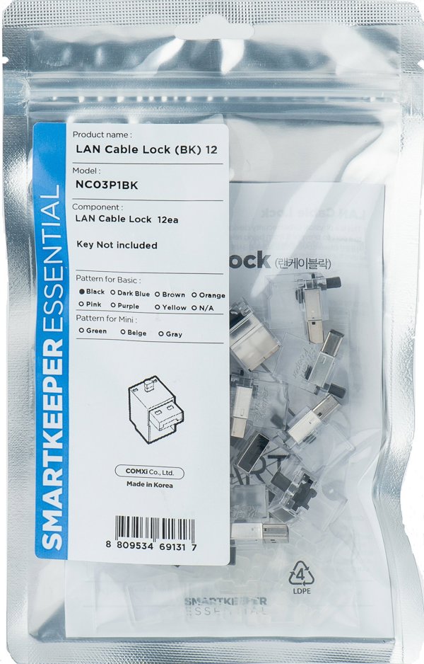 Smartkeeper SMARTKEEPER Basic LAN Cable Lock 12 - 12x κάλυμμα, μαύρο