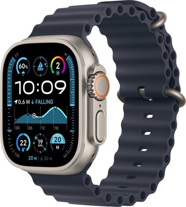 Apple Watch Ultra 2 (GPS + Cellular) 49mm Ελαφριά Θήκη Τιτανίου με Μπλε Ωκεανό Λουράκι (MX4D3)