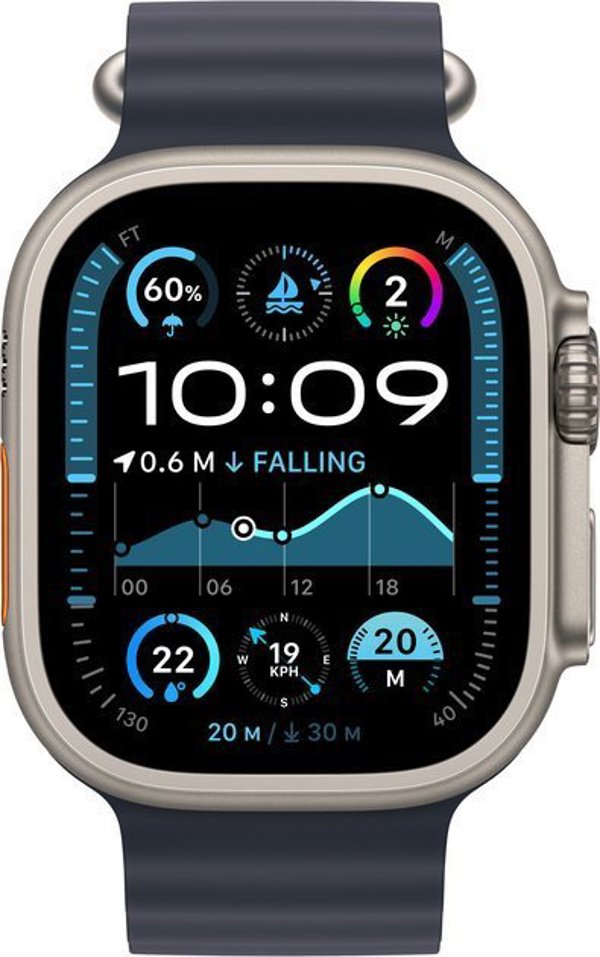 Apple Watch Ultra 2 (GPS + Cellular) 49mm Ελαφριά Θήκη Τιτανίου με Μπλε Ωκεανό Λουράκι (MX4D3)