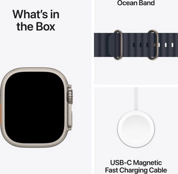 Apple Watch Ultra 2 (GPS + Cellular) 49mm Ελαφριά Θήκη Τιτανίου με Μπλε Ωκεανό Λουράκι (MX4D3)