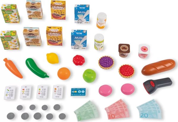 Smoby SMOBY Maximarket Καρότσι με Ηλεκτρονική Ταμειακή Μηχανή με Σαρωτή Ζυγαριά και Ψυγείο