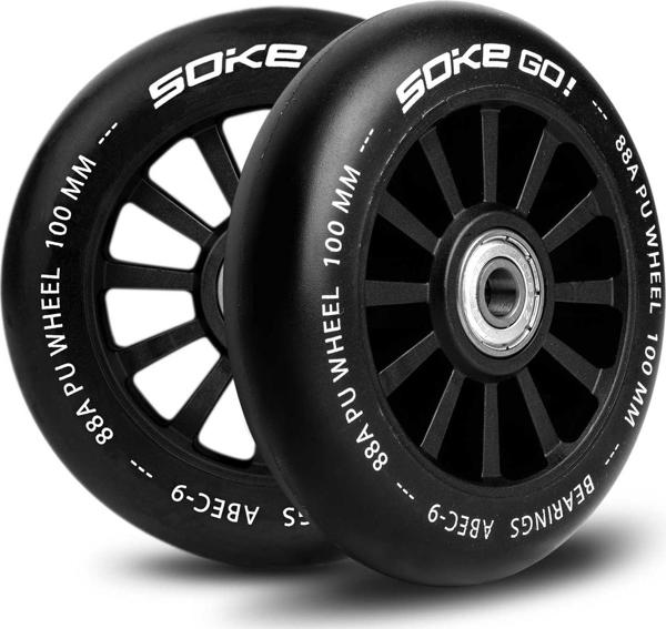 Soke Ρόδες για πατίνι 100 mm μαύρες 2 τεμάχια