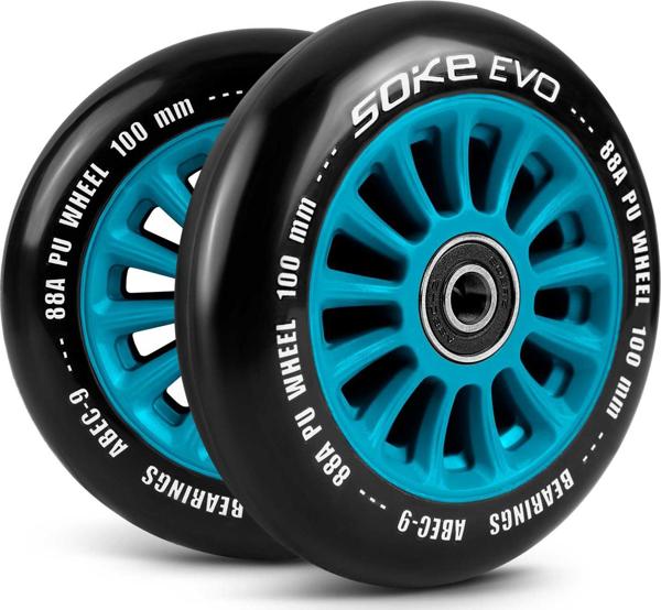 Soke ρόδες για πατίνι 100 mm μπλε σετ 2 τεμαχίων
