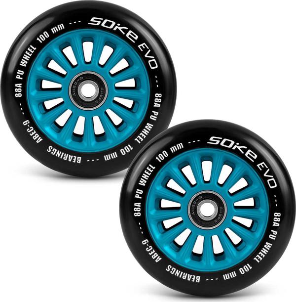 Soke ρόδες για πατίνι 100 mm μπλε σετ 2 τεμαχίων