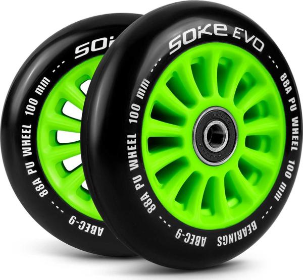 Soke ρόδες για πατίνι 100 mm πράσινες σετ 2 τεμαχίων