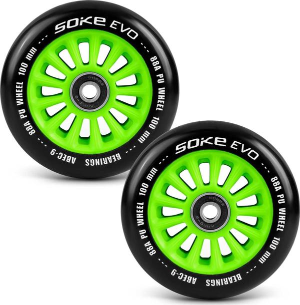 Soke ρόδες για πατίνι 100 mm πράσινες σετ 2 τεμαχίων