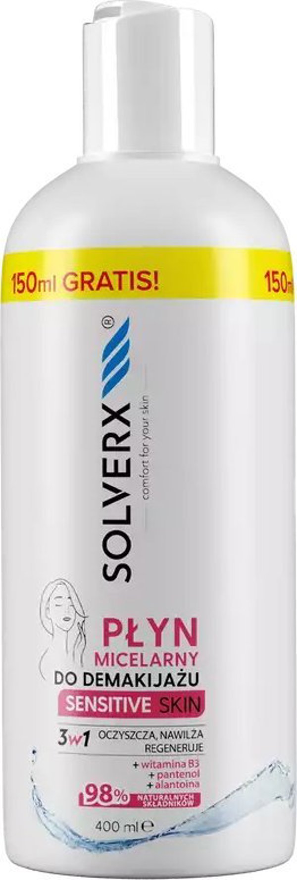 Solverx Απαλό Δέρμα Υγρό Καθαρισμού Micellar 3σε1 400 ml