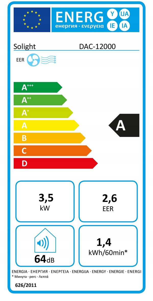 Φορητό κλιματιστικό Solight 12000 BTU, έξυπνο WiFi, ψύξη, αφύγρανση, ανεμιστήρας
