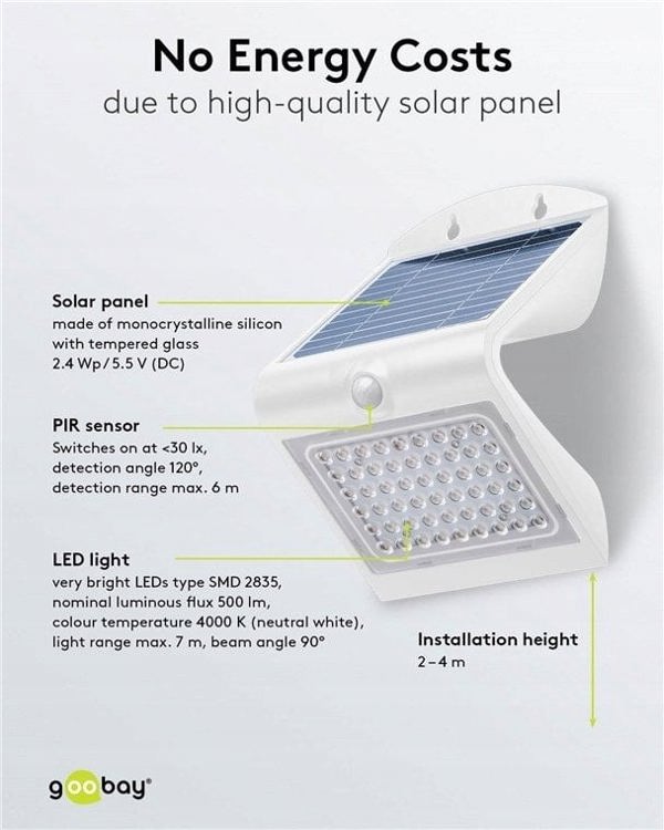 Solarny kinkiet LED z czujnikiem ruchu, 4 W