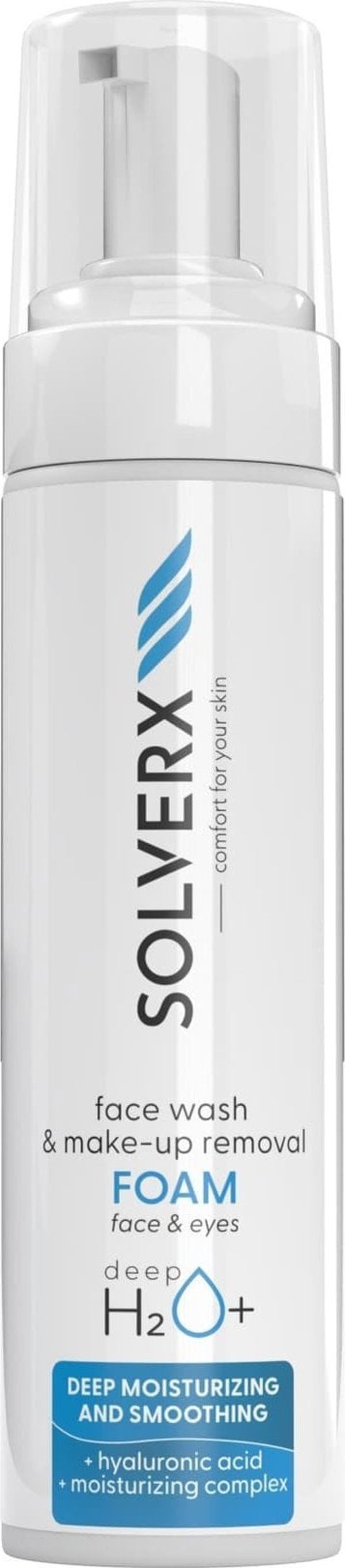 Solverx Deep H2O+ Αφρός καθαρισμού προσώπου και ντεμακιγιάζ βαθιάς ενυδάτωσης 200ml 13986751 5905923682720