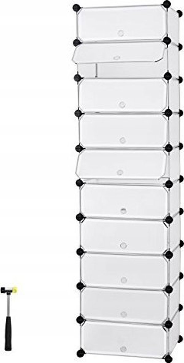 Songmics Interlocking rack παπουτσιών, ορθογώνια οργάνωση αποθήκευσης, αρθρωτό ράφι DIY με 10 θέσεις, 40 X 13692245 6955880351442