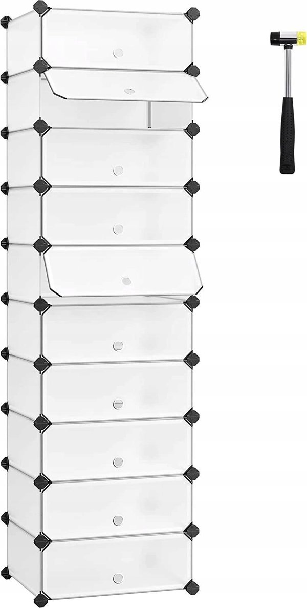 Songmics Interlocking rack παπουτσιών, ορθογώνια οργάνωση αποθήκευσης, αρθρωτό ράφι DIY με 10 θέσεις, 40 X 13692245 6955880351442