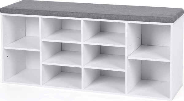 VASAGLE Παπουτσοθήκη με Κάθισμα ULHS10WT, Λευκή, 104x30x48 cm