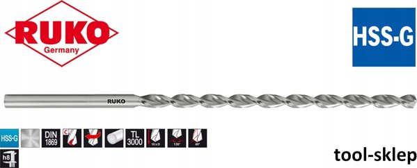 Εκτεταμένο μεταλλικό τρυπάνι Sourcing RUKO TL 3000 HSS-G DIN1869 O 3.5 mm
