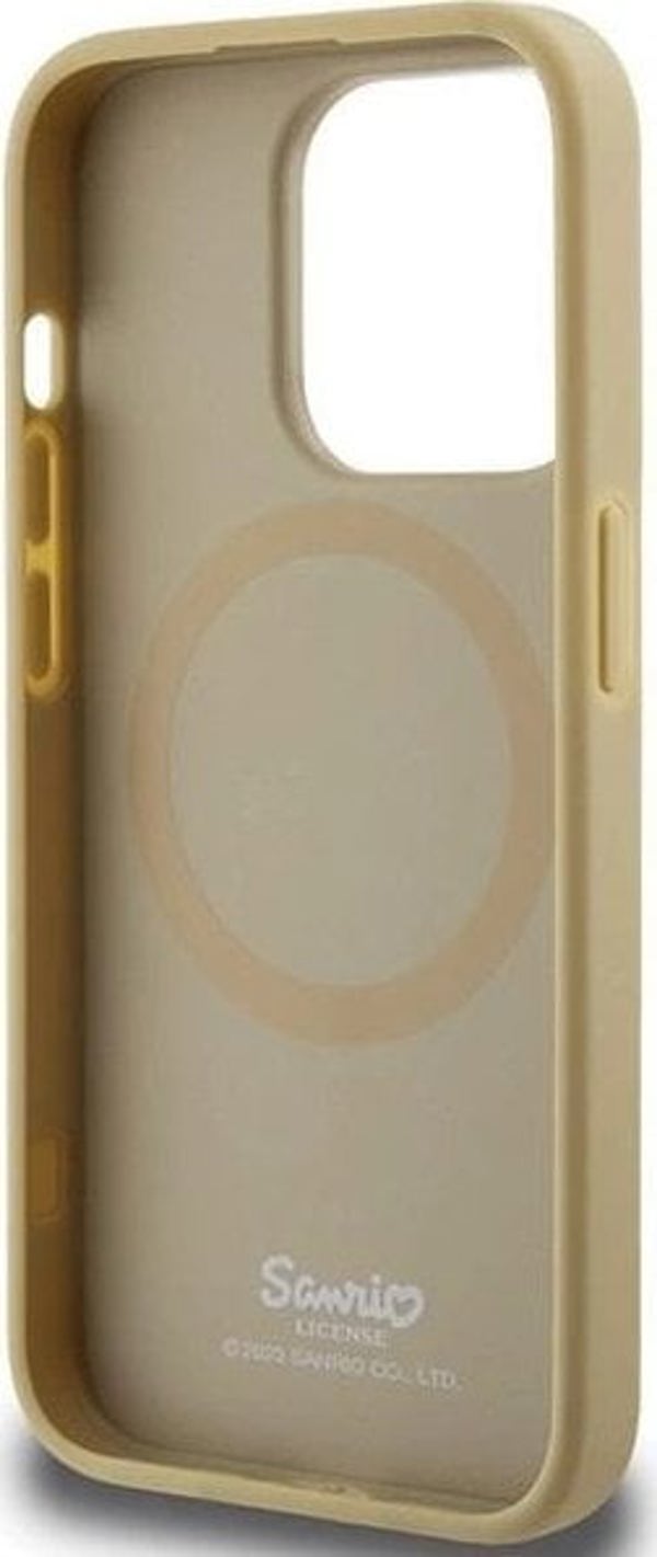 Θήκη Sourcing Hello Kitty MagSafe για iPhone 15 Pro 6.1" - Δερμάτινη με Κεφάλι Kitty, Χρυσή