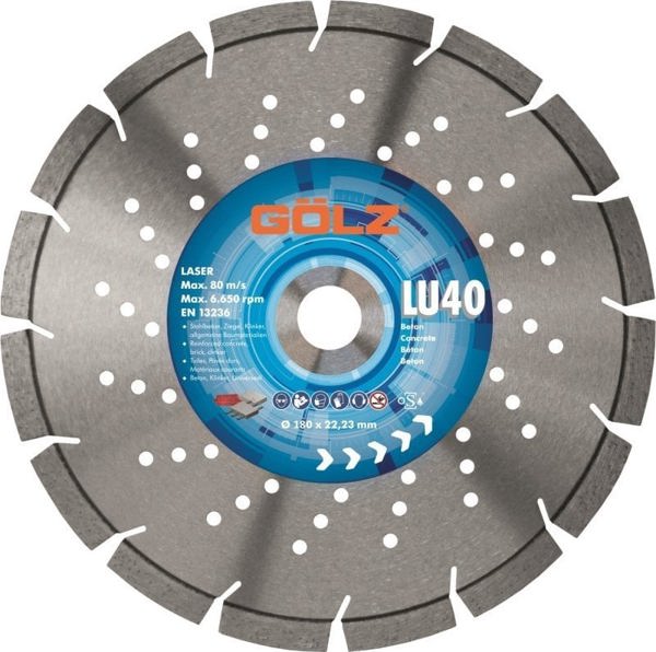 Δίσκος διαμαντιού για σκυρόδεμα GOLZ LU40 180x22.2mm