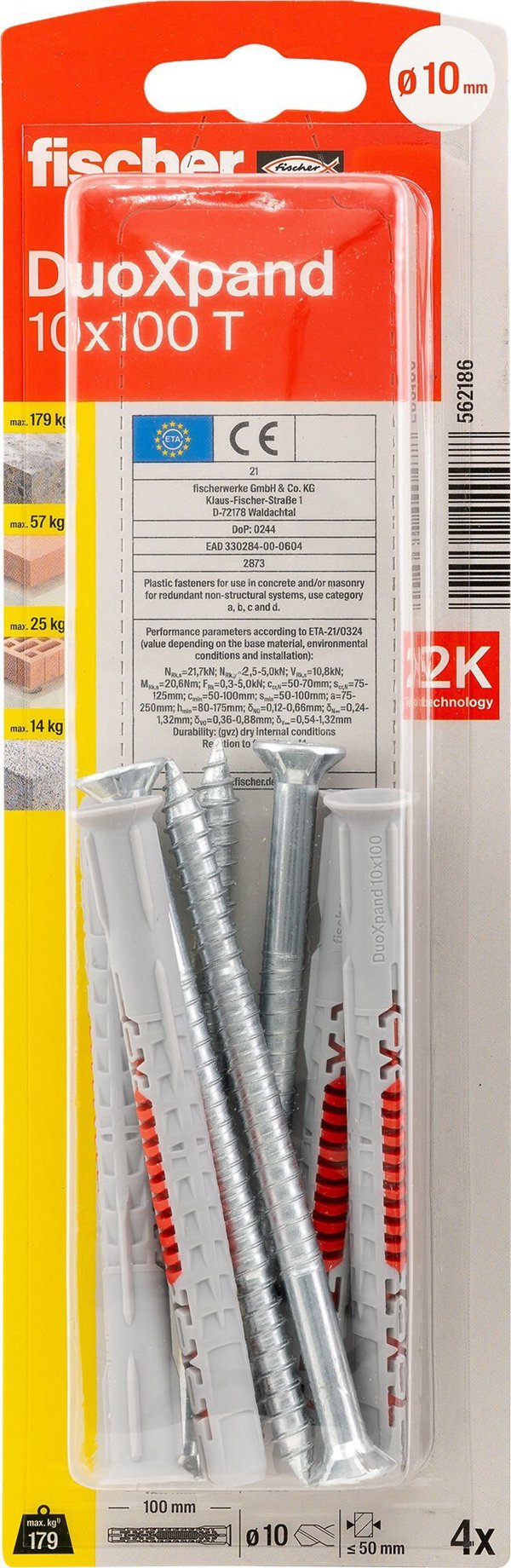 Sourcing DuoXpand pin with screw 10x100 T, 4 pcs.