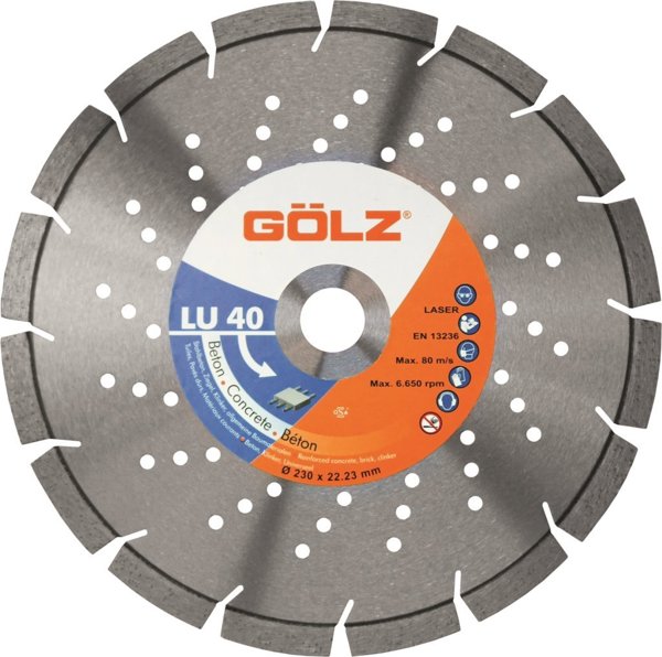 Δίσκος διαμαντιών για σκυρόδεμα Sourcing GOLZ LU40 230x22.2mm