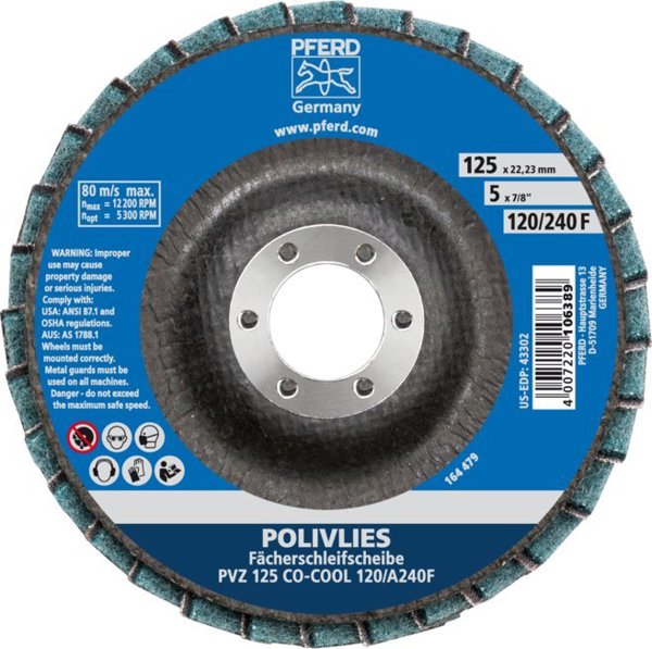 Τελικός δίσκος λείανσης PFERD PVZ 125 CO-Cool 120A/240F