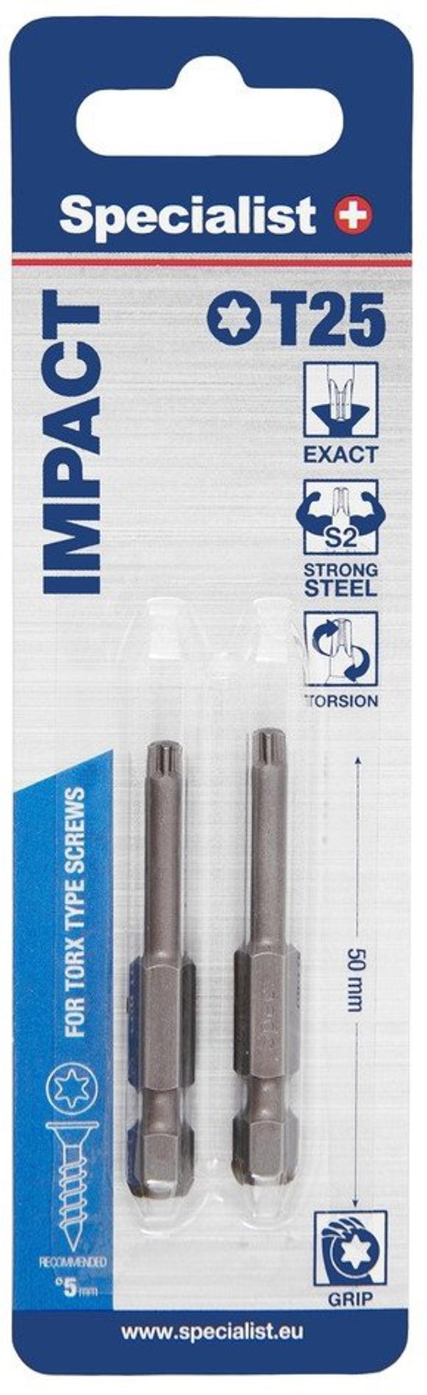 SPECIALIST+ μύτη TORX GRIP T25, 50mm, 2 τεμ.