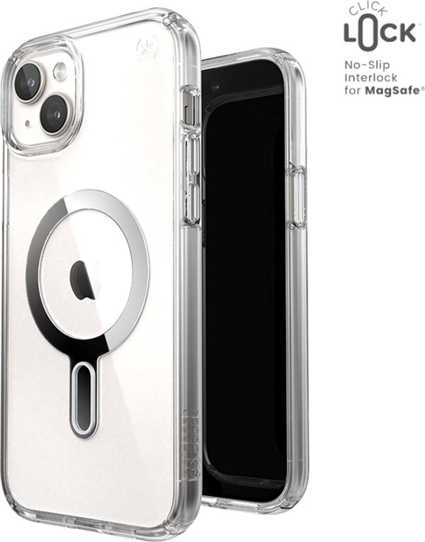 Speck Speck Presidio Perfect-Clear ClickLock & Magsafe - Θήκη iPhone 15 Plus / iPhone 14 Plus (Διαφανές / Φινίρισμα Χρωμίου / Γαλήνιο Ασημί)