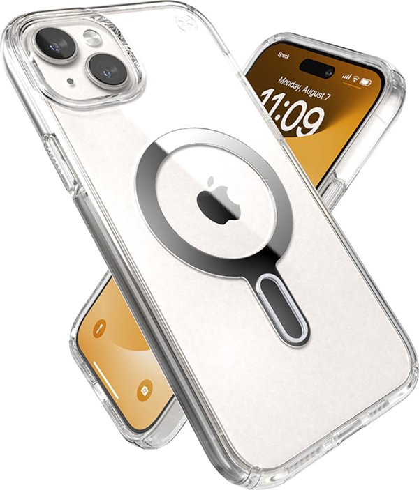 Speck Speck Presidio Perfect-Clear ClickLock & Magsafe - Θήκη iPhone 15 Plus / iPhone 14 Plus (Διαφανές / Φινίρισμα Χρωμίου / Γαλήνιο Ασημί)