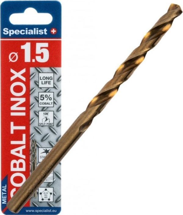 SPECIALIST+ μεταλλικό τρυπάνι COBALT, 1.5 mm