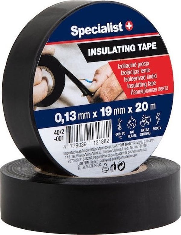 Μονωτική ταινία SPECIALIST+, 0.13 x 19 mm, μαύρη, 20 m