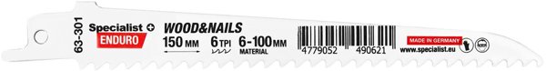 SPECIALIST+ πριόνι για ξύλο με καρφιά, 150 mm, 6TPI