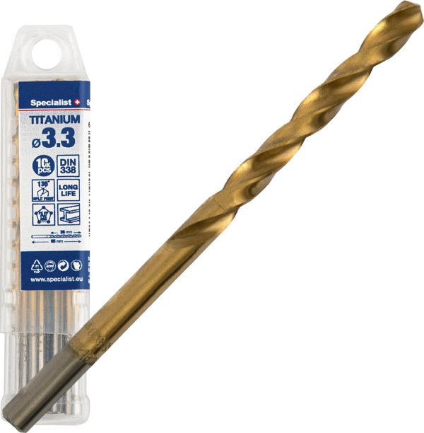 SPECIALIST+ μεταλλικό τρυπάνι TITAN, 3.3 mm, 10 τεμ.