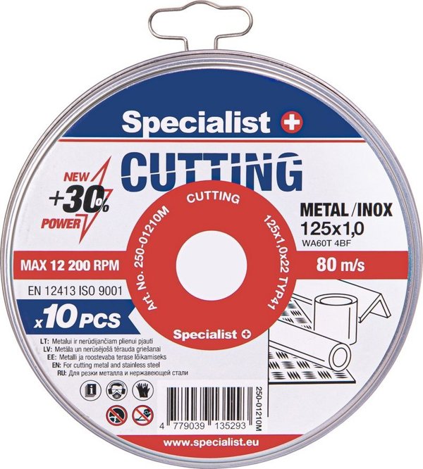 Δίσκος κοπής μετάλλου Specialist+ SPECIALIST+, 125x1x22 mm 10 τεμ. μέταλλο