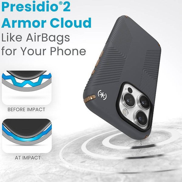 Speck Speck Presidio2 Grip - Θήκη iPhone 15 Pro (Charcoal Grey / Cool Bronze / White)