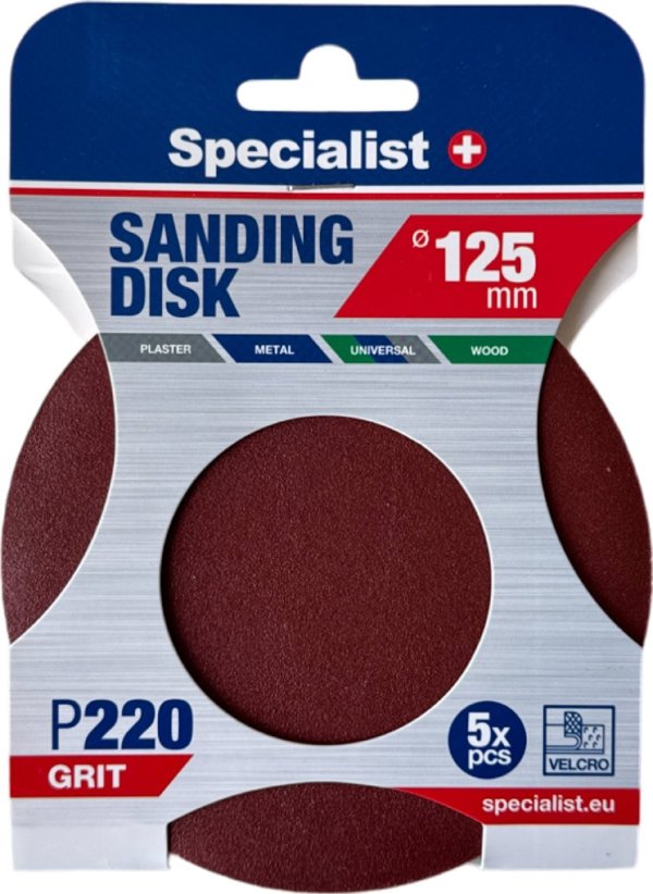 Specialist+ SPECIALIST+ γυαλόχαρτο P220, 125 mm, 5 τεμ.