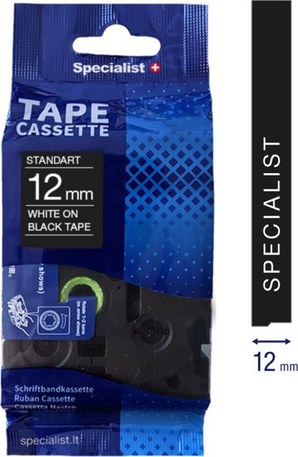 Ταινία SPECIALIST+. Συμβατή με STANDART, 12 mm, λ./μ.