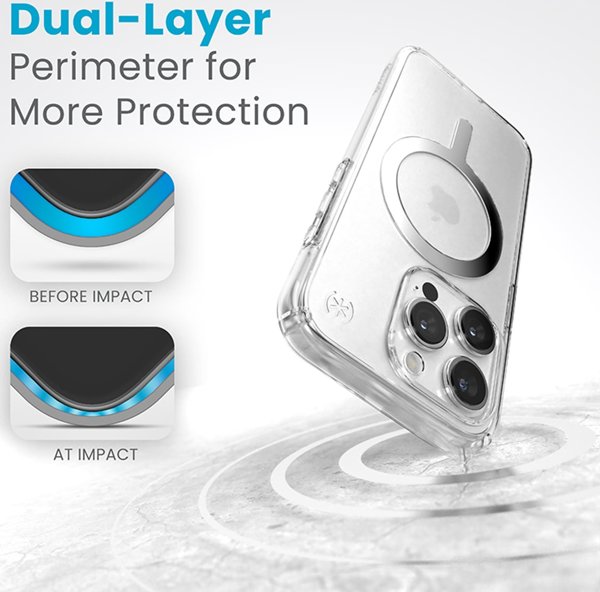Speck Speck Presidio Perfect-Clear MagSafe - Θήκη iPhone 15 Pro (Διαφανές / Φινίρισμα Χρωμίου / Γαλήνιο Ασημί)