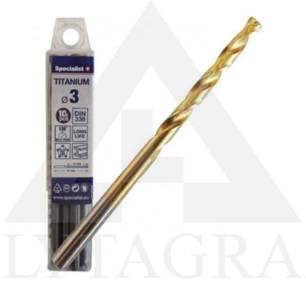 SPECIALIST+ μεταλλικό τρυπάνι TITAN, 3 mm, 10 τεμ.