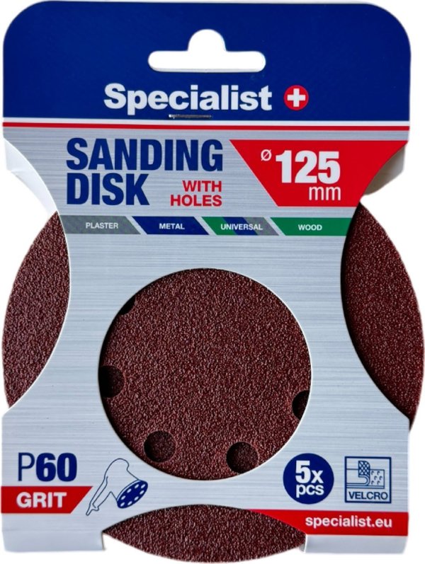 Γυαλόχαρτο Specialist+ SPECIALIST+ με τρύπες P60, 125 mm, 5 τεμ.