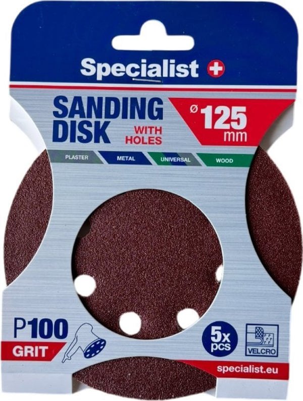 Χαρτί λείανσης Specialist+ με τρύπες P100, 125 mm, 5 τεμ.