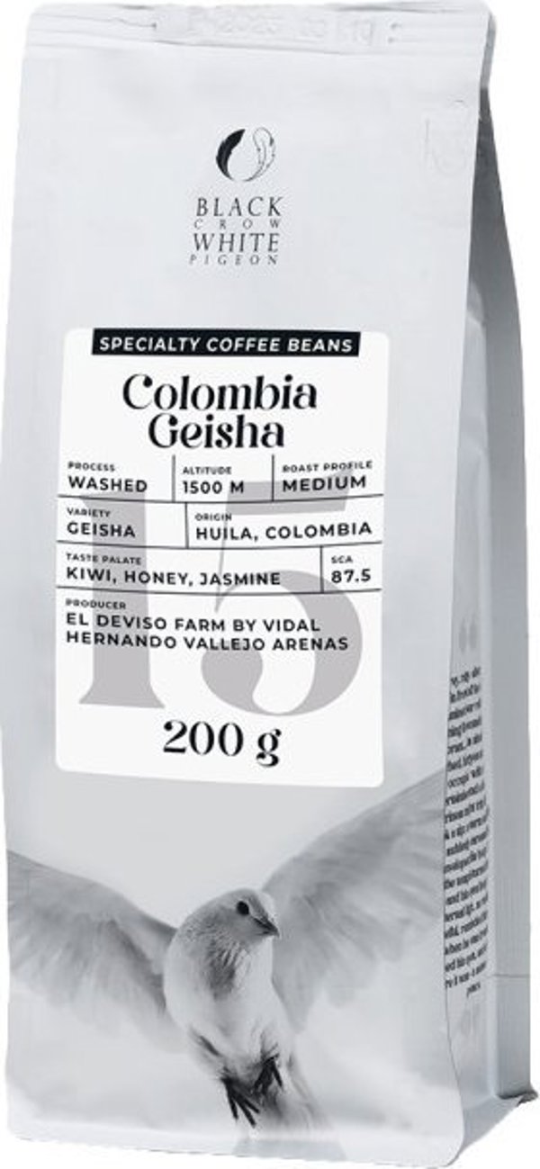 Εξειδικευμένοι κόκκοι καφέ Black Crow White Pigeon Colombia Geisha, 200 g